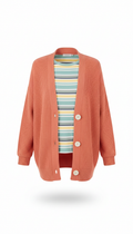 Playful Coral Cardigan & Striped Tee